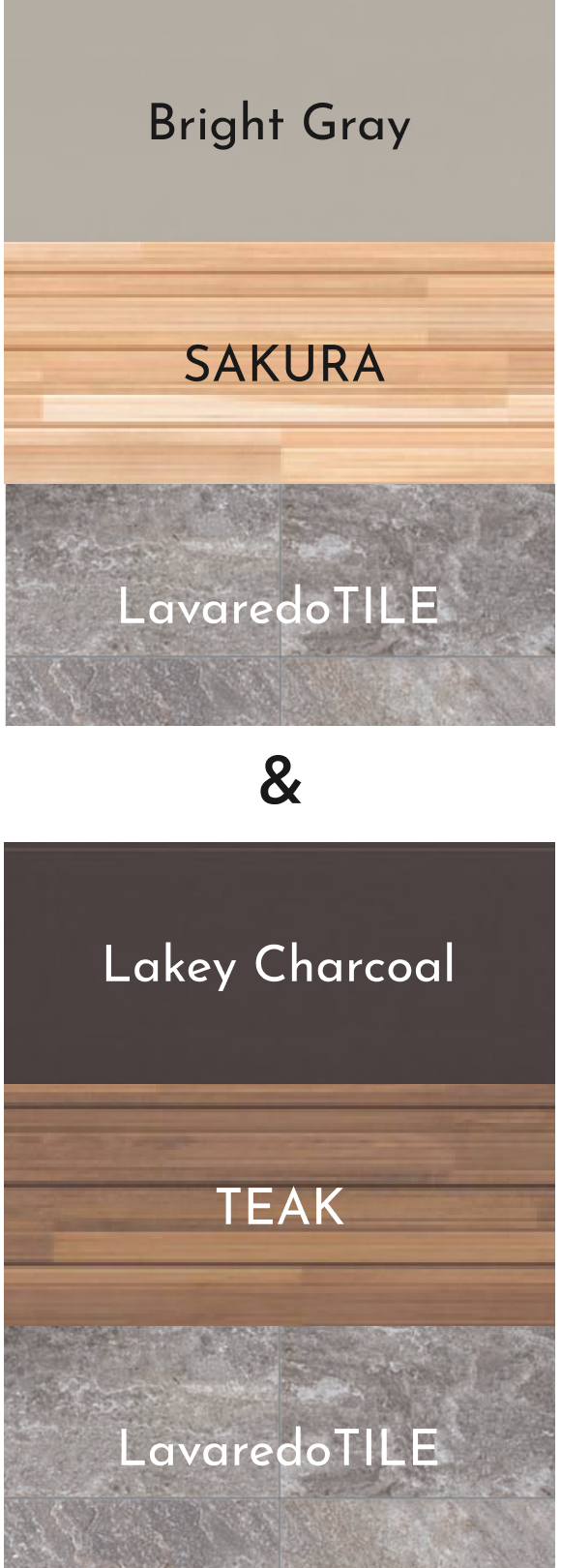 Bright Gray SAKURA Lavaredo TILE Lakey Charcoal TEAK LAVAREDOTILE