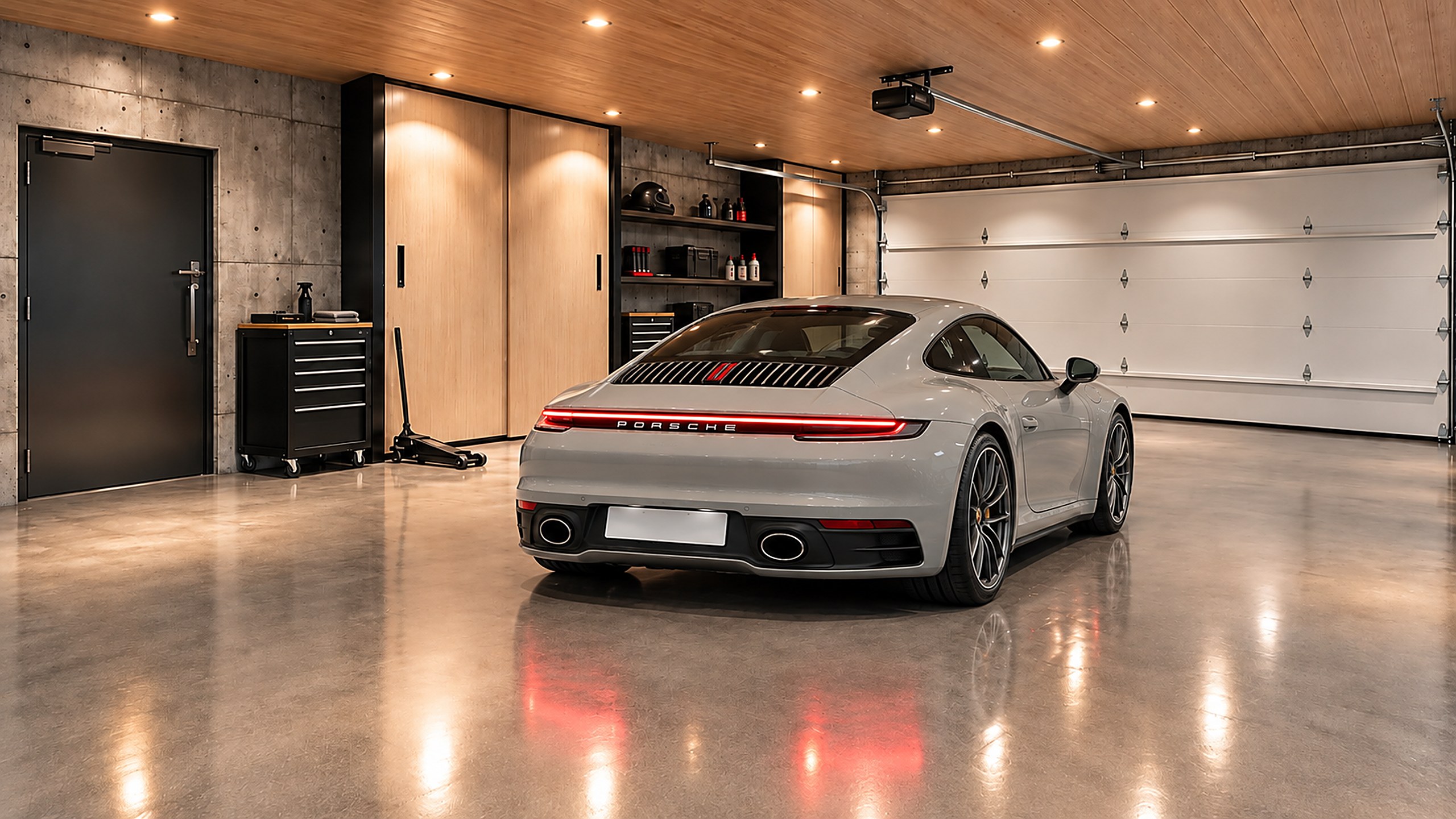 Biposto のガレージに停めた車